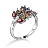 Cubic Zircon Brass Finger Ring with Cubic Zirconia platinum plated fashion jewelry & for woman & faceted multi-colored nickel lead & cadmium free Sold By PC