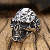 Titanium Steel Finger Ring, Skull, polished, fashion jewelry & different size for choice & for man, nickel, lead & cadmium free, Sold By PC