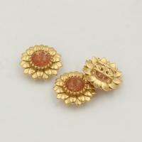 925 Sterling Silver Beads Sunflower gold color plated DIY nickel lead & cadmium free Approx 1.8mm Sold By PC