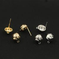Brass Earring Stud Component, plated, DIY, more colors for choice, nickel, lead & cadmium free, 11x10x5mm, Hole:Approx 1.1mm, Sold By Pair