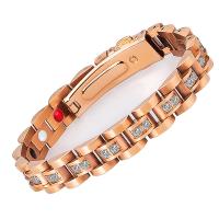 Stainless Steel Jewelry Bracelet, 316L Stainless Steel, rose gold color plated, fashion jewelry & micro pave cubic zirconia & for woman, nickel, lead & cadmium free, 10mm, Length:Approx 7.7 Inch, Sold By PC