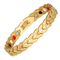 Stainless Steel Jewelry Bracelet 316L Stainless Steel gold color plated fashion jewelry & for man nickel lead & cadmium free 9mm Length Approx 8.3 Inch Sold By PC