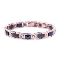 Couple Bracelet and Bangle Titanium Steel with Porcelain rose gold color plated fashion jewelry & Unisex black nickel lead & cadmium free 9mm Length Approx 8.07 Inch Sold By PC