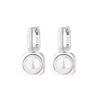 Boucles d'oreilles pendantes en laiton, avec Shell Pearl, bijoux de mode & pour femme, protéger l'environnement, sans nickel, plomb et cadmium, 25mm,10mm, Vendu par paire