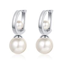 Boucles d'oreilles pendantes en laiton, avec Shell Pearl, bijoux de mode & pour femme, protéger l'environnement, sans nickel, plomb et cadmium, Vendu par paire