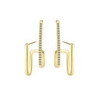 Brass Stud Earring, fashion jewelry & for woman & with rhinestone, more colors for choice, nickel, lead & cadmium free, 31x10mm, Sold By Pair