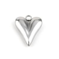 rozsdamentes acél Szív medálok, 304 rozsdamentes acél, DIY, az eredeti szín, 15x12mm, 10PC-k/Bag, Által értékesített Bag