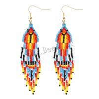 Seedbead Tassel Earring with Zinc Alloy gold color plated Bohemian style & for woman Sold By Pair