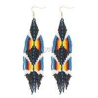 Seedbead Tassel Earring, with Tibetan Style, gold color plated, Bohemian style & for woman, 35x155mm, Sold By Pair