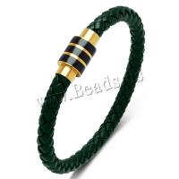 Bracelets cordon PU, cuir PU, avec acier inoxydable 316L, longueur différente pour le choix & unisexe, plus de couleurs à choisir, 6mm, Vendu par PC