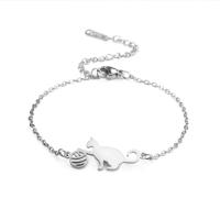 Stainless Steel Jewelry Bracelet, 304 Stainless Steel, with 5cm extender chain, Cat, Vacuum Ion Plating, for woman, more colors for choice, 26.80x11.40mm, Length:17 cm, Sold By PC