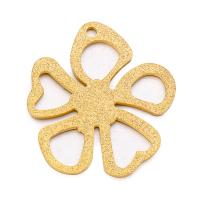 Stainless Steel Flower Pendant, 304 Stainless Steel, Vacuum Ion Plating, DIY & hollow & frosted, golden, 30x27mm, Sold By PC