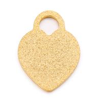 Stainless Steel Heart Pendants, 304 Stainless Steel, Vacuum Ion Plating, DIY & frosted, golden, 20x15mm, Sold By PC