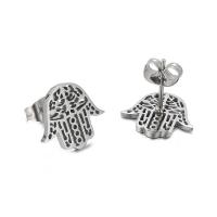 Stainless Steel Stud Earrings, 304 Stainless Steel, Hand, for woman & hollow, original color, 13x12mm, Sold By Pair