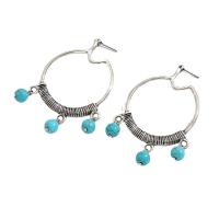 Zinc Alloy Drop Earrings with turquoise silver color plated fashion jewelry & for woman mixed colors nickel lead & cadmium free Sold By Pair