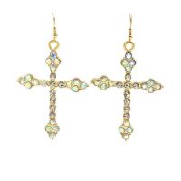 Zinc Alloy Drop Earrings Cross gold color plated fashion jewelry & for woman nickel lead & cadmium free Sold By PC