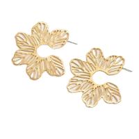 Tibetan Style Stud Earring, Flower, gold color plated, fashion jewelry & for woman, nickel, lead & cadmium free, 58x58mm, Sold By PC