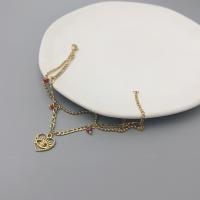 Bracelet Evil Eye bijoux, Acier inoxydable 304, avec cristal, avec 5cm chaînes de rallonge, coeur, Placage, bijoux de mode, doré, Longueur 18 cm, Vendu par PC