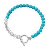 Stainless Steel Jewelry Bracelet, 304 Stainless Steel, with Natural Turquoise, plated, fashion jewelry, more colors for choice, Length:18 cm, Sold By PC