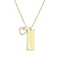 Cubic Zircon Micro Pave Brass Necklace, Rectangle, plated, fashion jewelry & micro pave cubic zirconia, golden, nickel, lead & cadmium free, Length:45 cm, Sold By PC