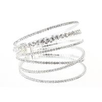 Iron Bracelet plated fashion jewelry & multilayer & with rhinestone Inner Approx 55mm Sold By PC