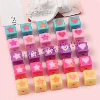 Plated Acrylic Beads, Square, DIY, more colors for choice, 16mm, Hole:Approx 2.5mm, 2PCs/Bag, Sold By Bag
