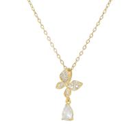 Cubic Zircon Micro Pave Brass Necklace plated fashion jewelry & micro pave cubic zirconia nickel lead & cadmium free Length Approx 17 Inch Sold By PC