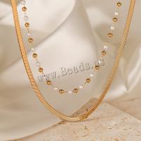 Titanstahl Halskette, mit Verlängerungskettchen von 5cm, plattiert, Modeschmuck & verschiedene Muster für Wahl, goldfarben, Länge 43 cm, verkauft von PC