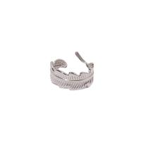 Titanium Steel Cuff Finger Ring Leaf Vacuum Ion Plating adjustable & for woman US Ring Sold By PC