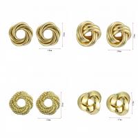 Jern Stud Earring, guldfarve belagt, forskellige stilarter for valg & for kvinde, 17-18mm, Solgt af par
