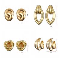 Iron Stud Earring gold color plated & for woman 15-32mm Sold By Pair