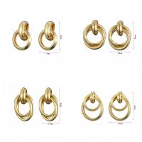 Iron Drop Earring gold color plated & for woman & hollow 19-42mm Sold By Pair