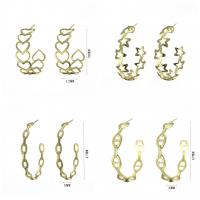 Jern Stud Earring, guldfarve belagt, forskellige stilarter for valg & for kvinde & hule, 5-47mm, Solgt af par