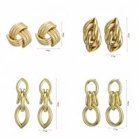 Iron Drop Earring gold color plated & for woman & hollow 17-46mm Sold By Pair
