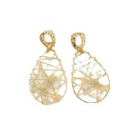 Iron Drop Earring gold color plated & for woman & hollow 17-60mm Sold By Pair