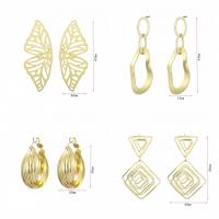 Jern Drop Earring, guldfarve belagt, forskellige stilarter for valg & for kvinde & hule, 15-63mm, Solgt af par