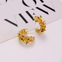 Iron Stud Earring gold color plated & for woman 11-50mm Sold By Pair