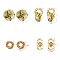 Iron Drop Earring gold color plated & for woman & hollow 12-28mm Sold By Pair
