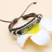 Leather Bracelet with Zinc Alloy plated multilayer & Unisex Inner Approx 60mm Sold By PC