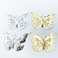 Fournitures bricolage bijoux, fer, papillon, Placage, DIY & creux, plus de couleurs à choisir, 35x50mm, Vendu par PC