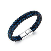Stainless Steel Jewelry Bracelet, PU Leather, with 304 Stainless Steel, polished, fashion jewelry & Unisex, more colors for choice, 10mm, Length:19 cm, Sold By PC