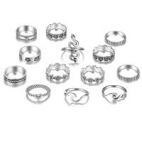 Sinc Alloy Ring Set, snasta, 13 phíosa & jewelry faisin & do bhean, dath bunaidh, Díolta De réir Socraigh