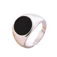 Brass Finger Ring Round platinum plated Adjustable & fashion jewelry & Unisex & enamel black nickel lead & cadmium free Inner Approx 18mm Sold By PC