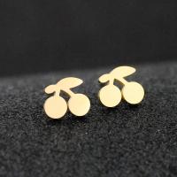 Stainless Steel Stud Earrings 304 Stainless Steel Cherry Vacuum Plating fashion jewelry & for woman golden Approx Sold By Bag