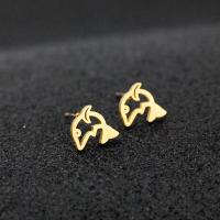 Stainless Steel Stud Earrings 304 Stainless Steel Fish Vacuum Plating fashion jewelry & for woman & hollow golden Approx Sold By Bag
