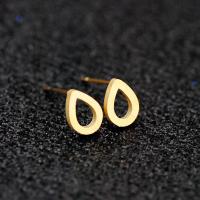 Stainless Steel Stud Earrings, 304 Stainless Steel, Teardrop, Vacuum Plating, fashion jewelry & for woman & hollow, golden, 6x8mm, Approx 24PCs/Bag, Sold By Bag