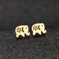 Stainless Steel Stud Earrings 304 Stainless Steel Elephant Vacuum Plating fashion jewelry & for woman golden Approx Sold By Bag