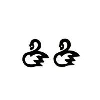 Stainless Steel Stud Earrings 304 Stainless Steel Swan Vacuum Plating fashion jewelry & for woman & hollow black Approx Sold By Bag