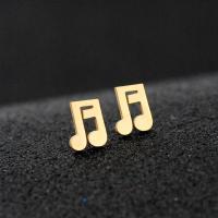 Stainless Steel Stud Earrings 304 Stainless Steel Music Note Vacuum Plating fashion jewelry & for woman golden Approx Sold By Bag