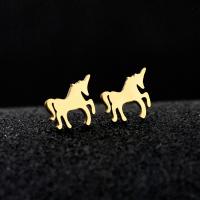 Stainless Steel Stud Earrings 304 Stainless Steel Unicorn Vacuum Plating fashion jewelry & for woman golden Approx Sold By Bag